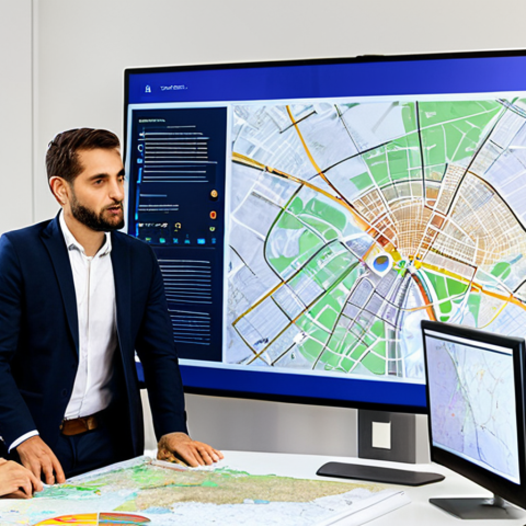 도시계획 실무에서의 데이터 분석 - **

A diverse group of urban planners collaborating around a large digital display showing a GIS map...