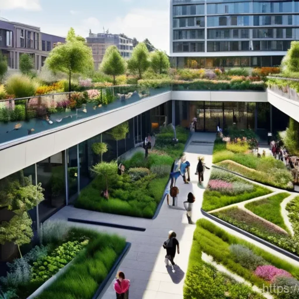 도시계획 설계 실무 팁 - **Prompt:** A bustling, vibrant urban square in a modern European city, reimagined as a lush green o...