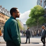 Home 22 도시계획 업무에서의 갈등 해결법 - **Urban Crossroads: Navigating Tensions and Hopes.**
A dynamic illustration capturing a bustling...