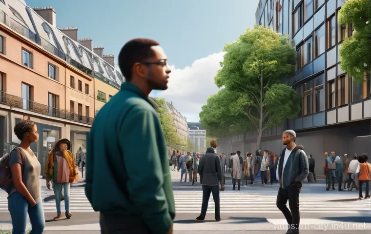 도시계획 업무에서의 갈등 해결법 - **Urban Crossroads: Navigating Tensions and Hopes.**
    A dynamic illustration capturing a bustling...