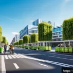 Home 20 도시계획 전문가의 경력 발전 사례 - A futuristic smart city street scene in a French urban environment, showcasing adaptive AI-driven in...