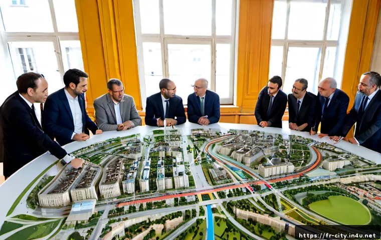 Home 17 도시계획 관련 정부 정책 분석 - Photorealistic French urban planning policy meeting in a bright Parisian municipal council chamber, ...